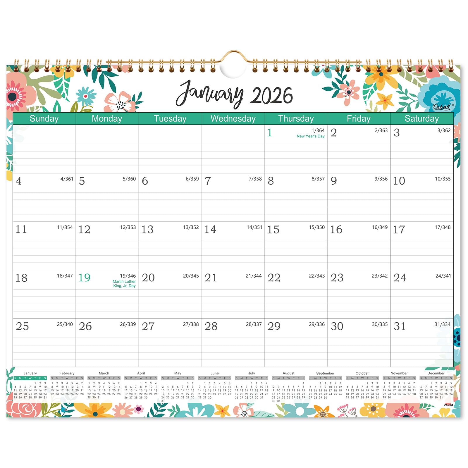 Photo 1 of 2026 Calendar - Jan. 2026 to Dec. 2026, Wall Calendar 2026, 14.8 x 11.4 Inches, 12 Months Wall Calendar with Ample Blocks for Writing