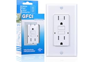 3GRACE 15 Amp GFCI Outlet, Tamper-Resistant, Weather Resistant Receptacle Indoor or Outdoor Use, LED Indicator with Decor Wall Plates and Screws，UL Listed, White (1 Pack)