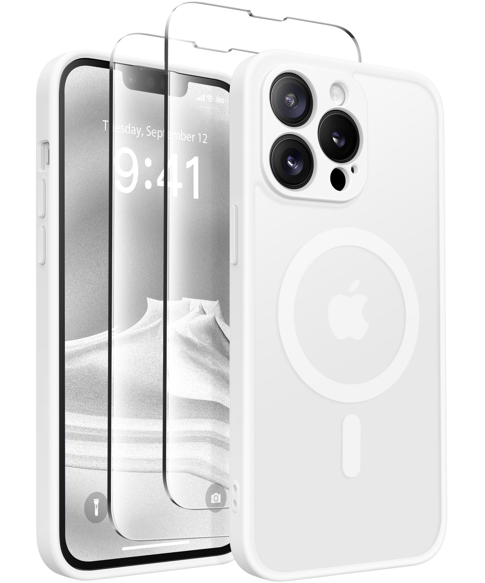 CAPRARO Magnetic for iPhone 13 Pro Max Case, [Compatible with MagSafe] [Full Camera Protection] [13FT Drop Protection] Shockproof Protective Slim Translucent Matte Phone Case, White — image 1