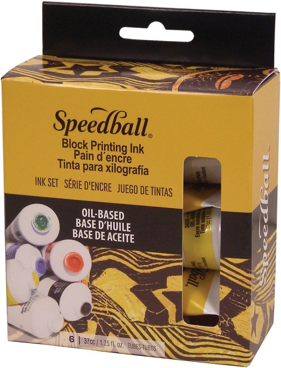 Speedball Oil-Based Block Printing Ink, Starter Set, 6 x 37cc 1.25oz Rich Intense Colours, Permanent, Waterproof, Paper - Image 3