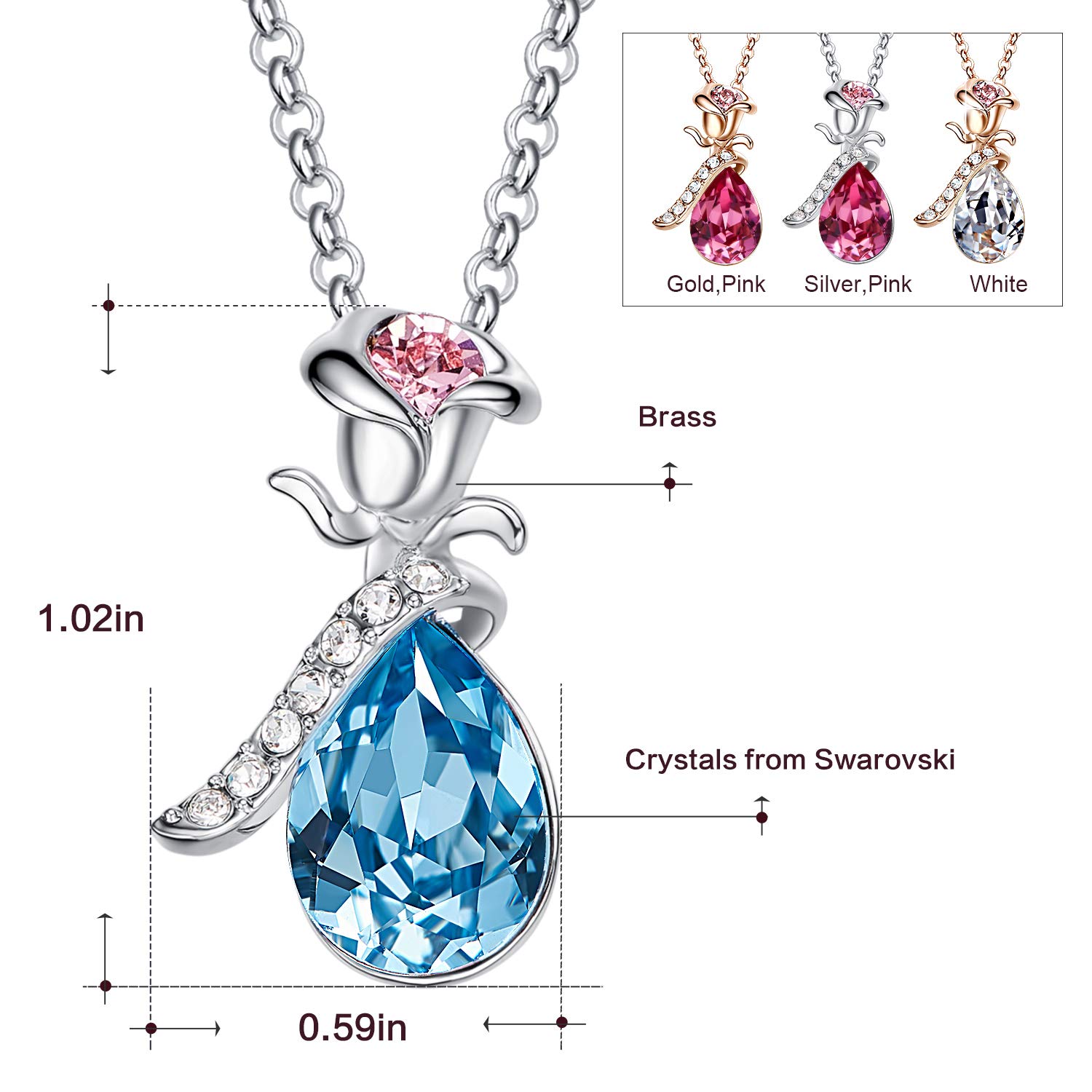 CDE Necklace Swarovski Crystal Pendant Necklaces Blue Jewelry Women
