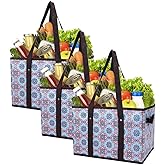 Reusable Grocery Bags Set Durable Heavy Duty Tote Bag Collapsible Grocery Shopping Box Bag with Reinforced Bottom