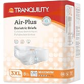 Tranquility AIR-Plus Bariatric Adult Diapers, 3XL, 32 Ct Case | 34oz Capacity, 64-96in Waist, Heavy Absorbency, 100% Breathable, Odor Control, Refastenable Tabs, Plus-Size Bariatric Briefs