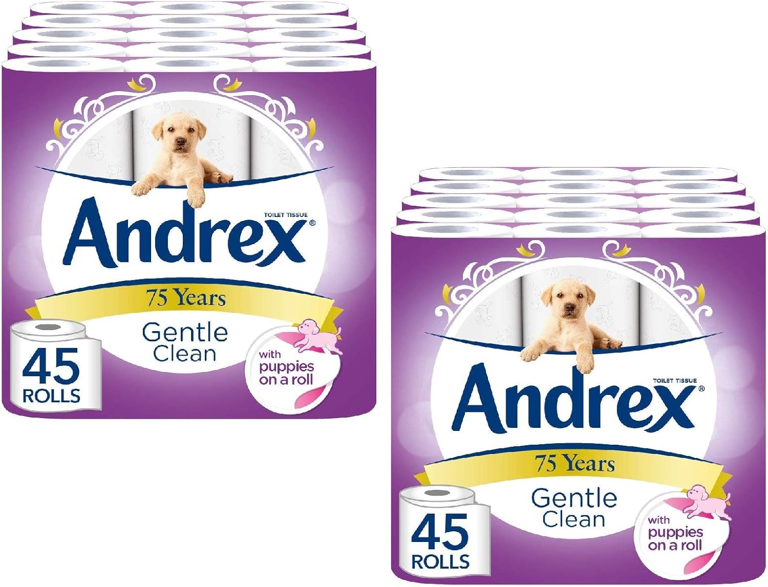Andrex Gentle Clean Toilet Tissue, 72 Rolls (2 Pack of 45 Rolls