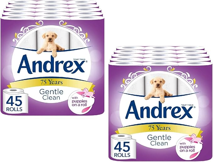 Andrex Gentle Clean Toilet Tissue, 72 Rolls (2 Pack of 45 Rolls