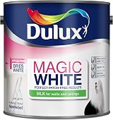 Dulux Magic White Silk Emulsion Paint 2.5 L Walls Ceilings Pure Brilliant White view 2
