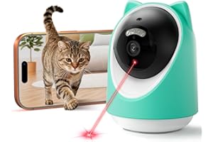 ASFSKY Pet Camera 2K Indoor Cat Camera Auto-Tracking for Cats, Cat Laser, Motion Detection Alerts, Night Vision, 2-Way Audio of pet Monitor, Cat Dog Home Security Camera with Phone App （Light Green）