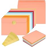 MATUFF 100 Pack A6 / 4x6 Invitation Envelopes, Multicolor Colored Envelopes for Greeting Cards, Photos, Invitations - with Gold Stickers