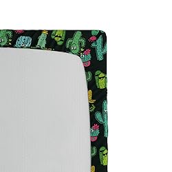Lunarable Cactus Fitted Sheet, Funny Cartoon Style