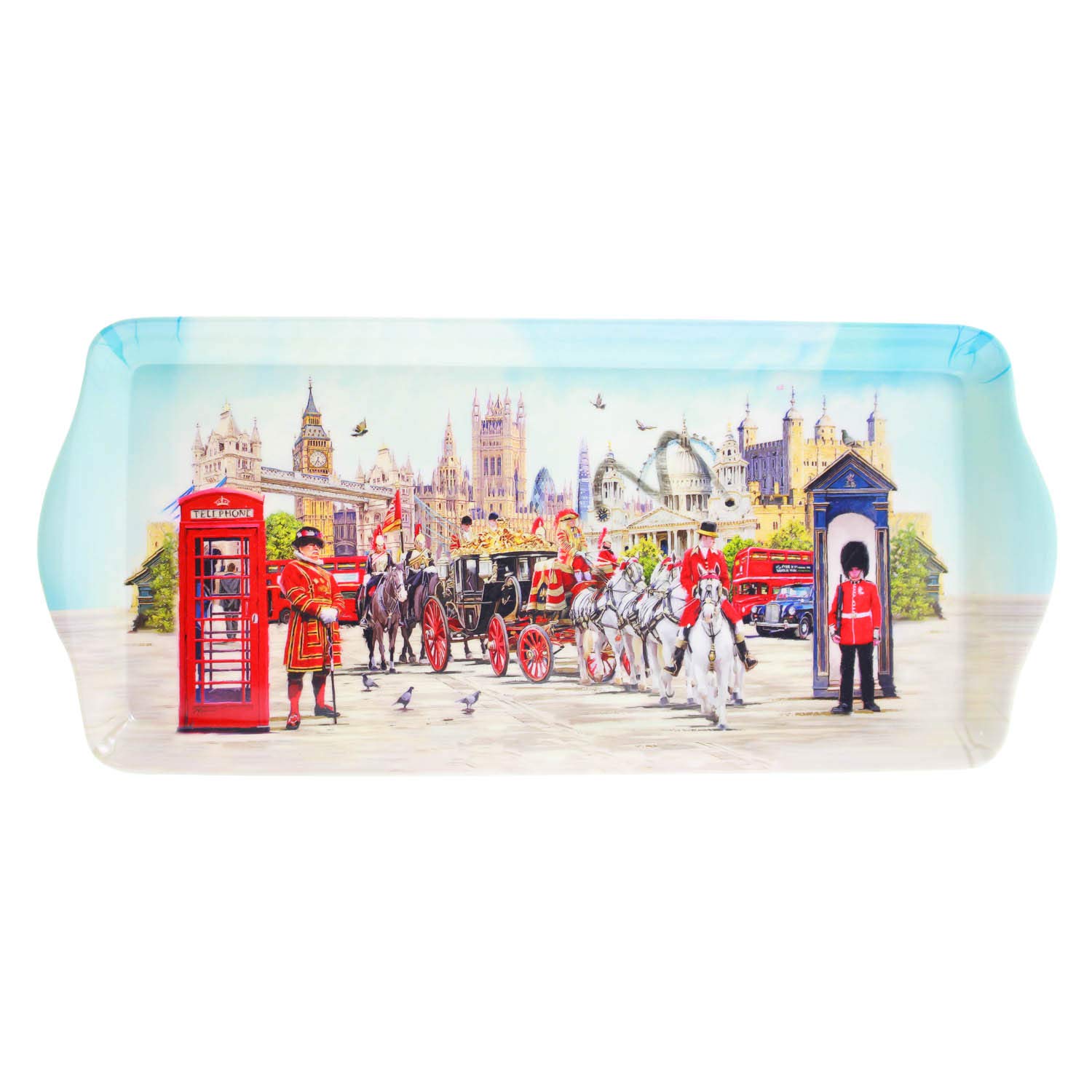 39x24cm Melamine London Scenes Medium Serving Tray Snacks Plate Vintage Royalty