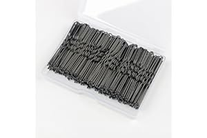 WENSIDUO 200pcs U Shaped Hair Pins, 2.4 Inch Buns Waved Bobby Pins for Women and Girls Secure Hold with Storage Box, Black