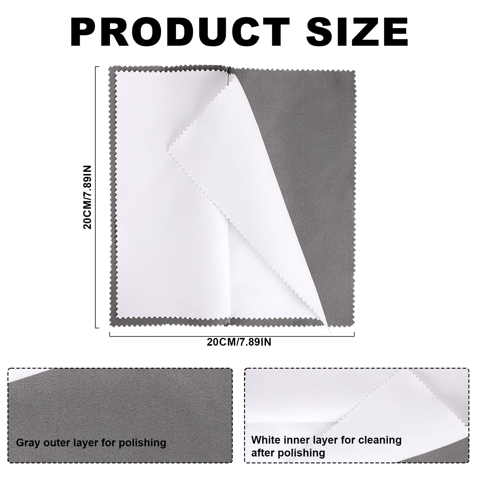 TOYMIS 4pcs Silver Polishing Cloth, 7.87x7.87in Double-Side Jewelry Cleaning Cloths Multi-Layer Jewelry Polishing Cloths for Silver Gold Platinum Jewelry Cleaning Accessories