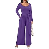 CLOCOR Womens 2 Piece Outfits Sweatsuits - Tracksuit Set Long Sleeve Crop Top & Drawstring Wide Leg Pants with Pockets