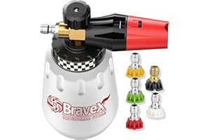 Heavy-Duty Foam Cannon for Pressure Washer (1.1L) – High-Density Foam Gun with Brass Core, Adjustable Nozzle & 5 Spray Tips f