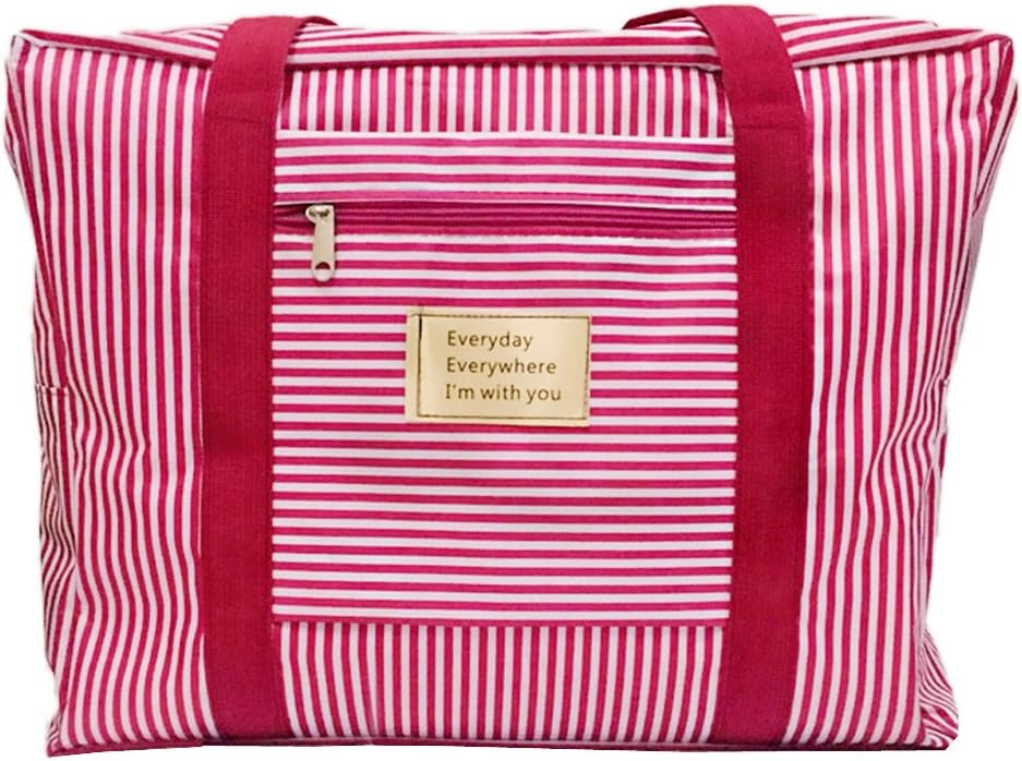 Large Capacity Handy Storage Bag 600D Oxford Storage Bag Foldable and Waterproof storage bag with handles - Burgundy stripes