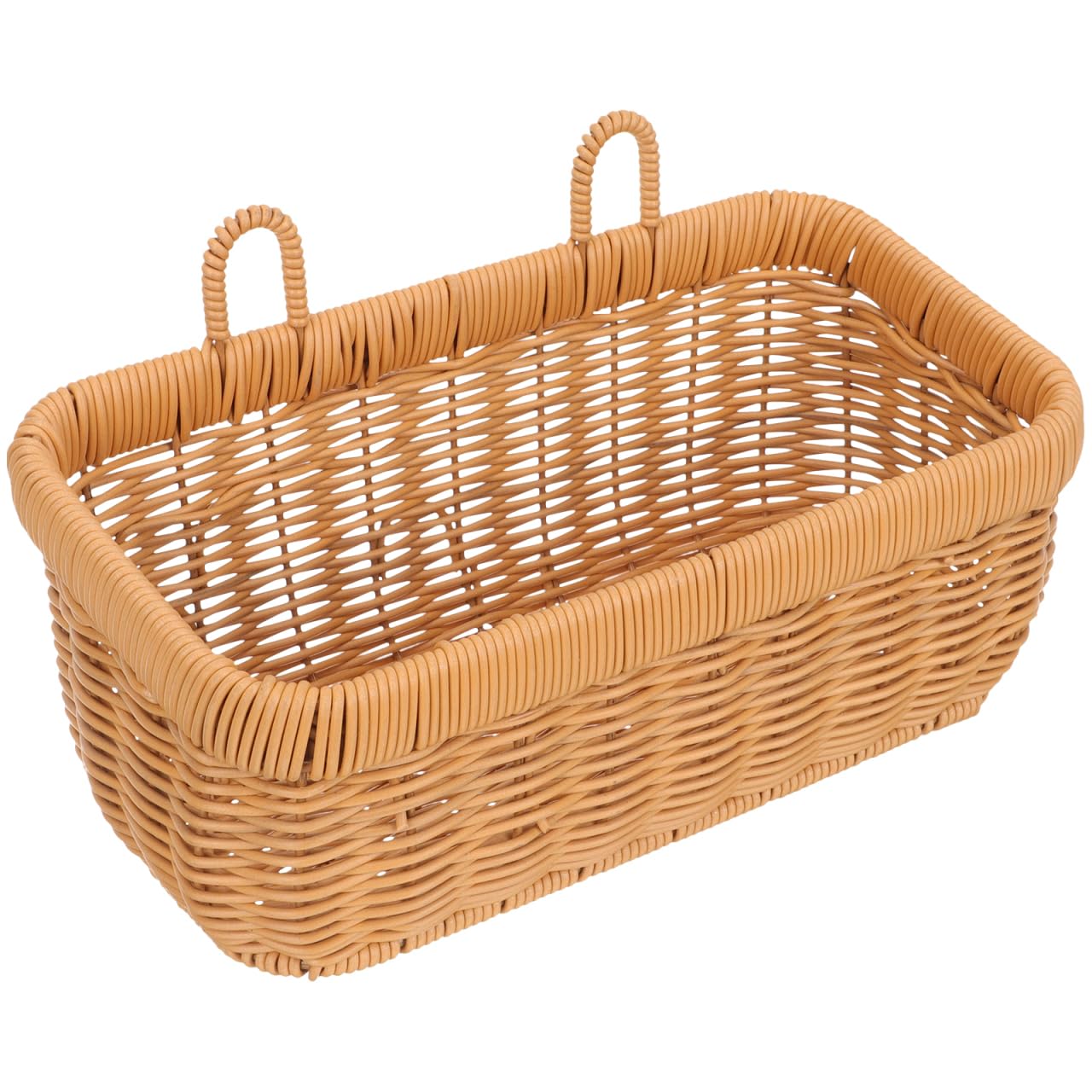 Amosfun Wicker Wall Hanging Basket for Kitchen Storage Imitation Rattan Organizer for Onion Garlic Ginger Fruits and Eggs Space-Saving Decorative Hanging Basket 5X6X5 Inches