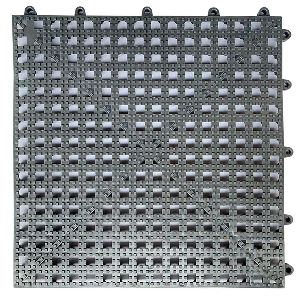 HYSA MAT Interlocking Non-Slip Tiles,12.5 x 12.5 inch PVC Flooring Deck Drainage Mats for Basement Swimming Pool Bathroom Boat Wet-Area，Grey，12-Pack