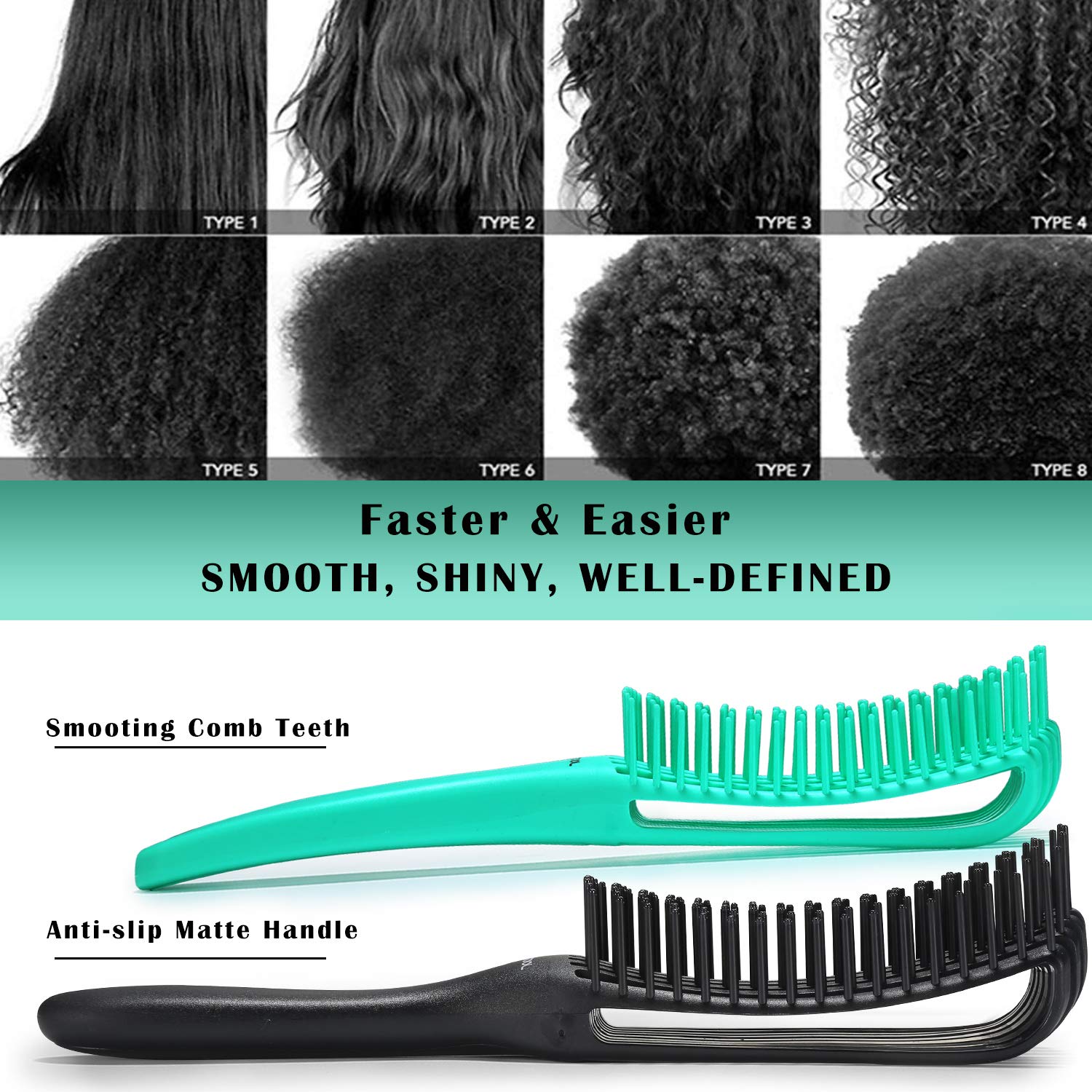 2Pack BESTOOL Detangle Brush, Detangling Brush for Black Natural Hair, Detangler Brush for Faster n Easier Defined Wet Dry 3/4abc Curly, Coily, Kinky Hair with No Pain (Black, Green) : Beauty