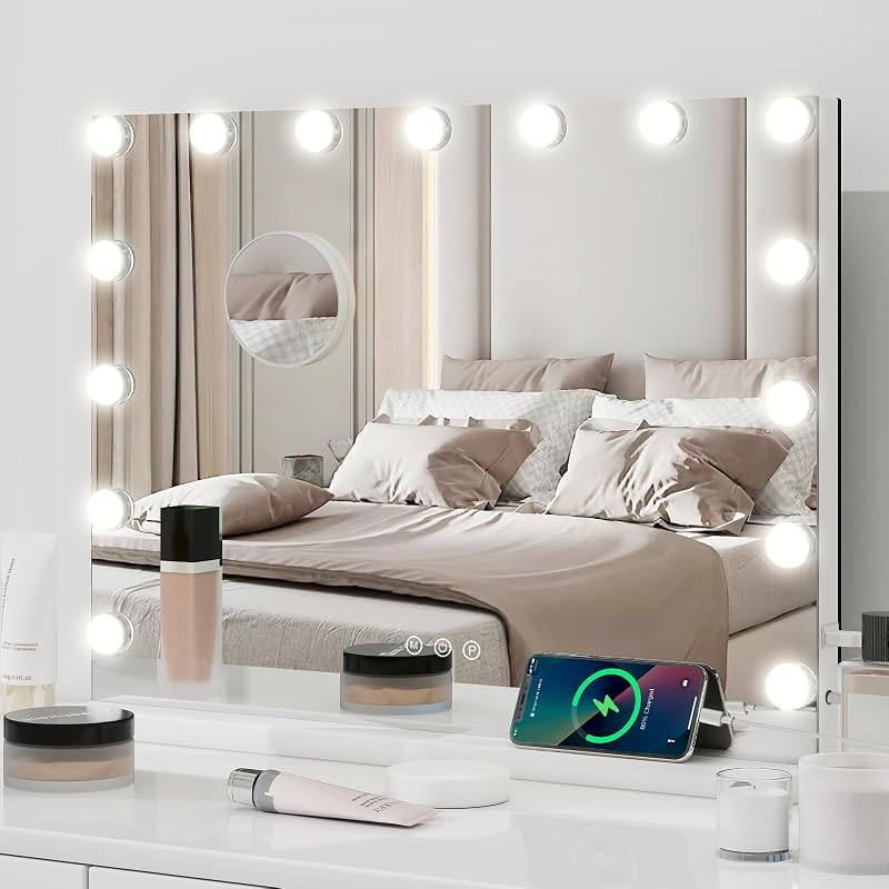 YOURLITE Hollywood Vanity Mirror with Lights, 15 Dimmable Bulbs