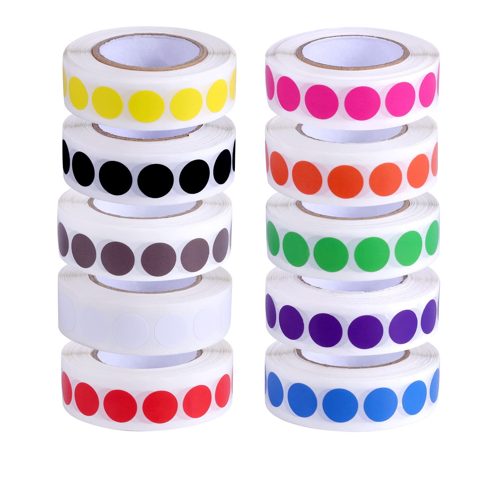 AIEX 10 x 13 mm Round Self-Adhesive Round Coding Labels Roll of Coloured Coding Labels (10000 Sheets)