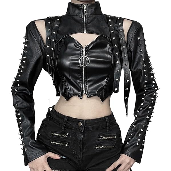 Amazon.com: win2win Punk Bolero Shrug Crop Tops Women Gothic