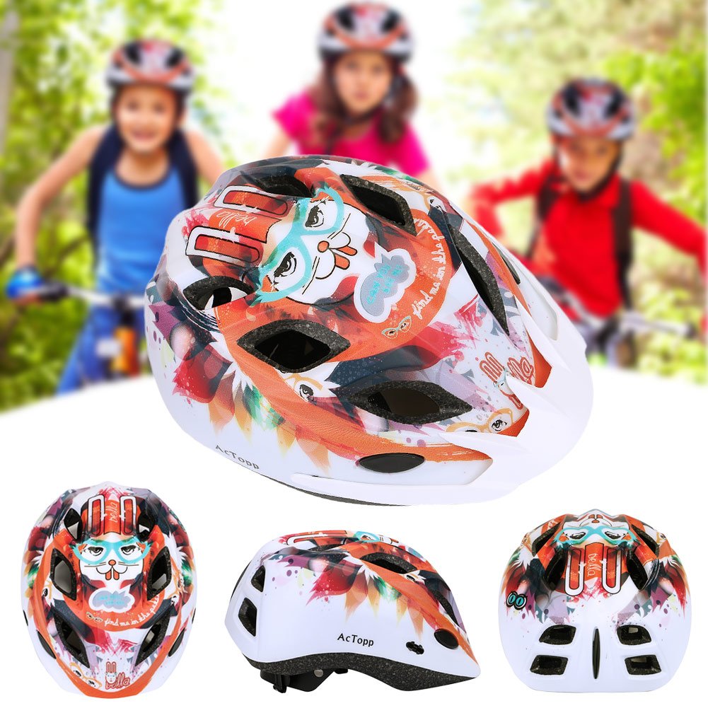 AcTopp Child Bike Helmet, Safety Adjustable Ultralight MTB/Road/Motorcycle Helmets with Removable Visor, Multi Vents and Inner Padding Chin Protector (Black&Red 2)