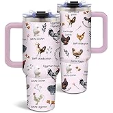DUUV Chicken Gifts for Women, 40 OZ Chicken Tumbler with Lid and Straw, Christmas Thanksgiving Birthday Gifts for Rooster Lovers Mom Friend Girls, Rooster Stainless Steel Insulated Mug