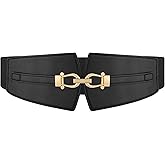 JKEEMI Wide Elastic Belts for Women Stretch Belt Gold Buckle Stretchy Waist Belts for Dresses Coats