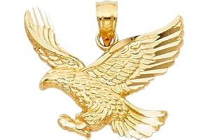 TOP GOLD & DIAMOND JEWELRY 14K Yellow Gold Eagle Pendant - Perfectly Matches with All Pendants - Elegantly Crafted Fine Jewelry - Great Gift for Men and Women - Match with All Apparels for Different Occasion