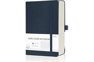 EMOMAS Lined Journal Notebook, 360 Numbered Pages(With page number), Thick Journal for Writing A5 College Ruled Notebook, 100gsm Lined Paper, Leather Hardcover, 5.75'' X 8.38''-Denim Blue