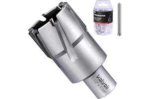 Kolvoii Carbide-Tipped Annular Cutter, 1-1/2" Diameter x 1-3/8" Depth, 3/4" Weldon Shank (2 Flat) TCT Mag Drill Bit for Stainless Steel, Cast Iron, Hard Steel, High-Speed Cutting with Pilot Pin