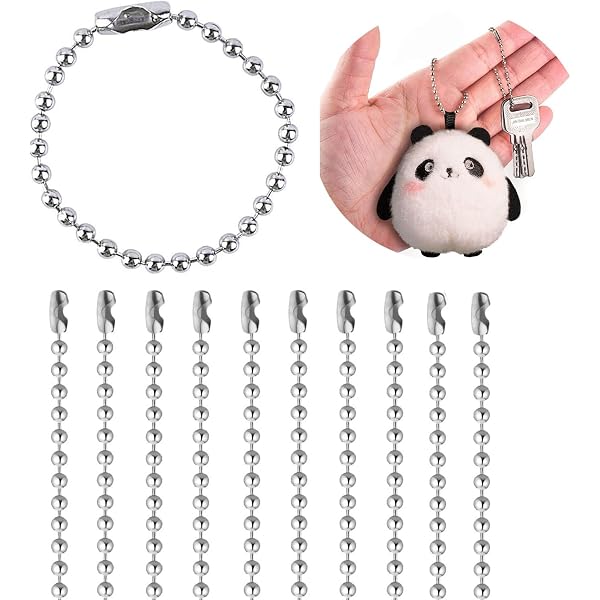 100 Pcs 3.5 Inch Stainless Steel Ball Bead Chain – Nickel Plated, 2.4mm Diameter, With Matching Connectors