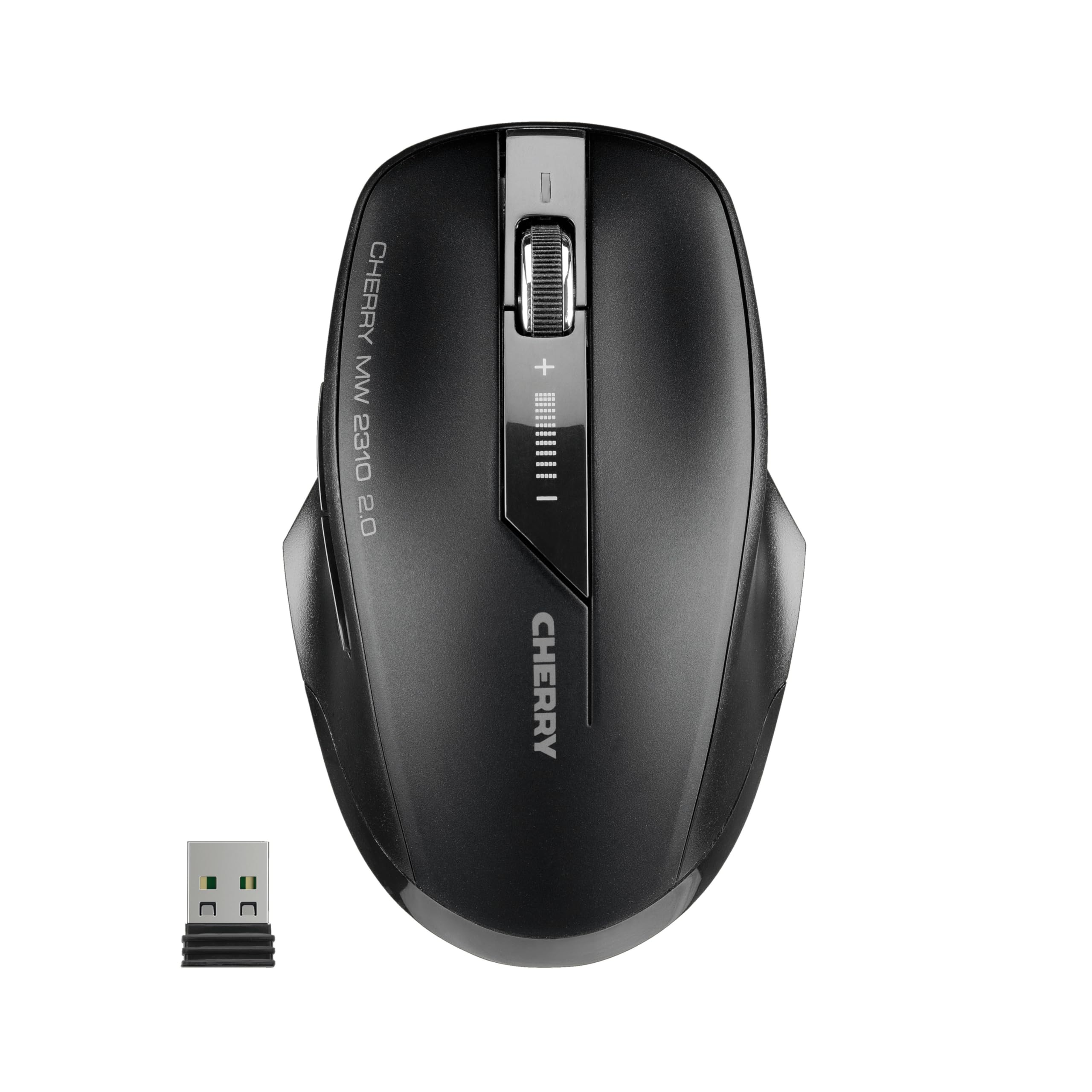 CHERRY MW 2310 2.0, Kabellose 6-Tasten-Maus, 2,4 GHz Funk mit 10 m Reichweite, Optischer Sensor & DPI-Schalter, Nano-USB-Empfänger, Beidhändig Nutzbar, Schwarz