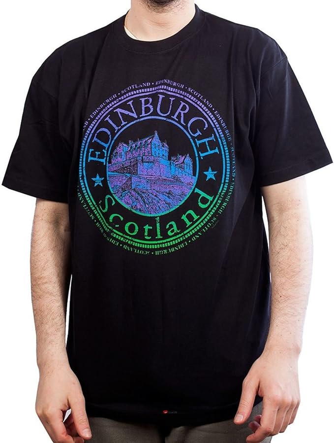 Mens TShirt Top Scotland Scottish Edinburgh Colourful Castle Design