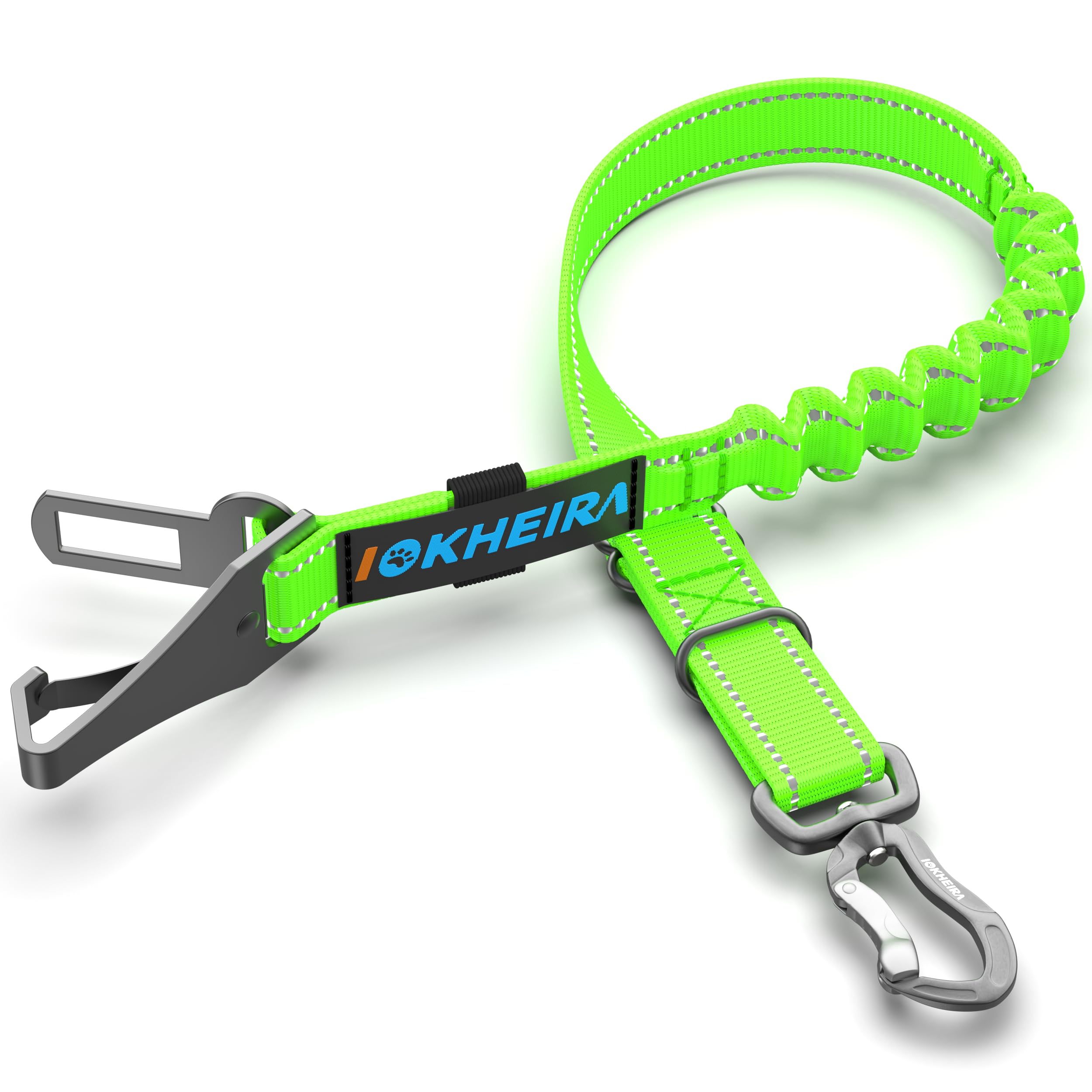 IOKHEIRA Dog Seatbelt, Aviation Aluminum Carabiner Nylon Pet Seat Belt, Adjustable Dog Car Harness, Pet Safety Belt with Hook Latch & Seatbelt Buckle