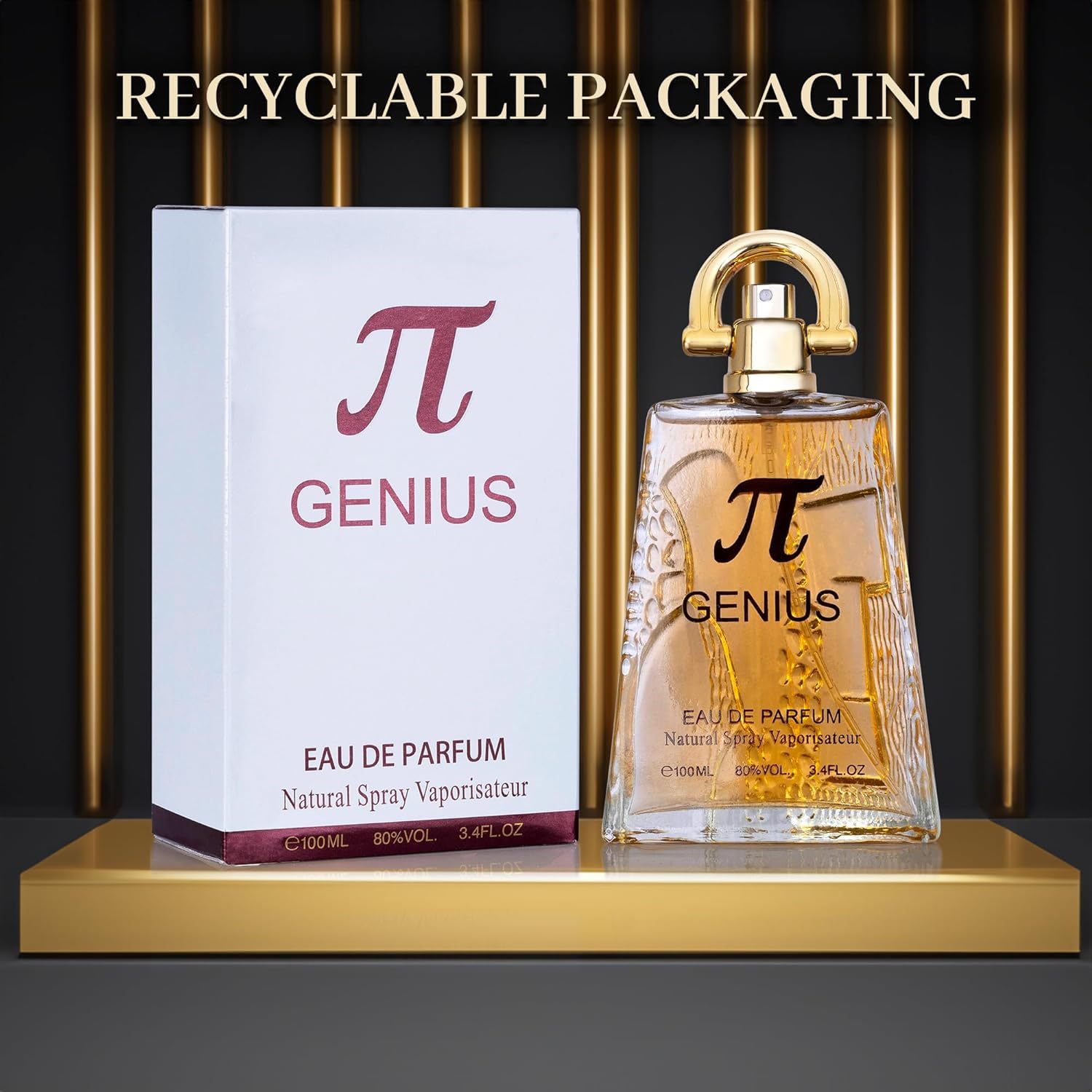 Genius for Men Eau De Parfum - High-End Fragrance with a Combination of Mandarin, Rosemary, Galbanum & Pine Needle - Fragrance That Will Get You Noticed - 100ml Bottle with 100% recycled box