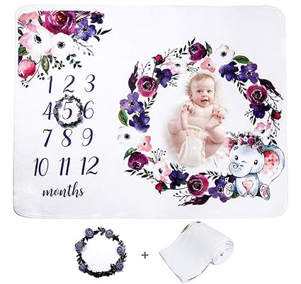 elephant milestone blanket girl