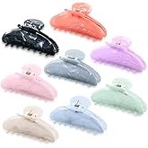 Yuxung 8 Pcs Large Acrylic Hair Claw Clips for Women Non-slip Strong Hold Jaw Clamps for Thick or Thin Hair (Marble,Variation Color)