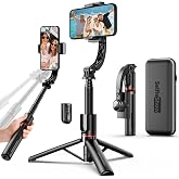 Smartphone Gimbal Stabilizer with Remote, Aluminum Extendable Selfie Stick Tripod, 360° Automatic Rotation, Auto Balance for