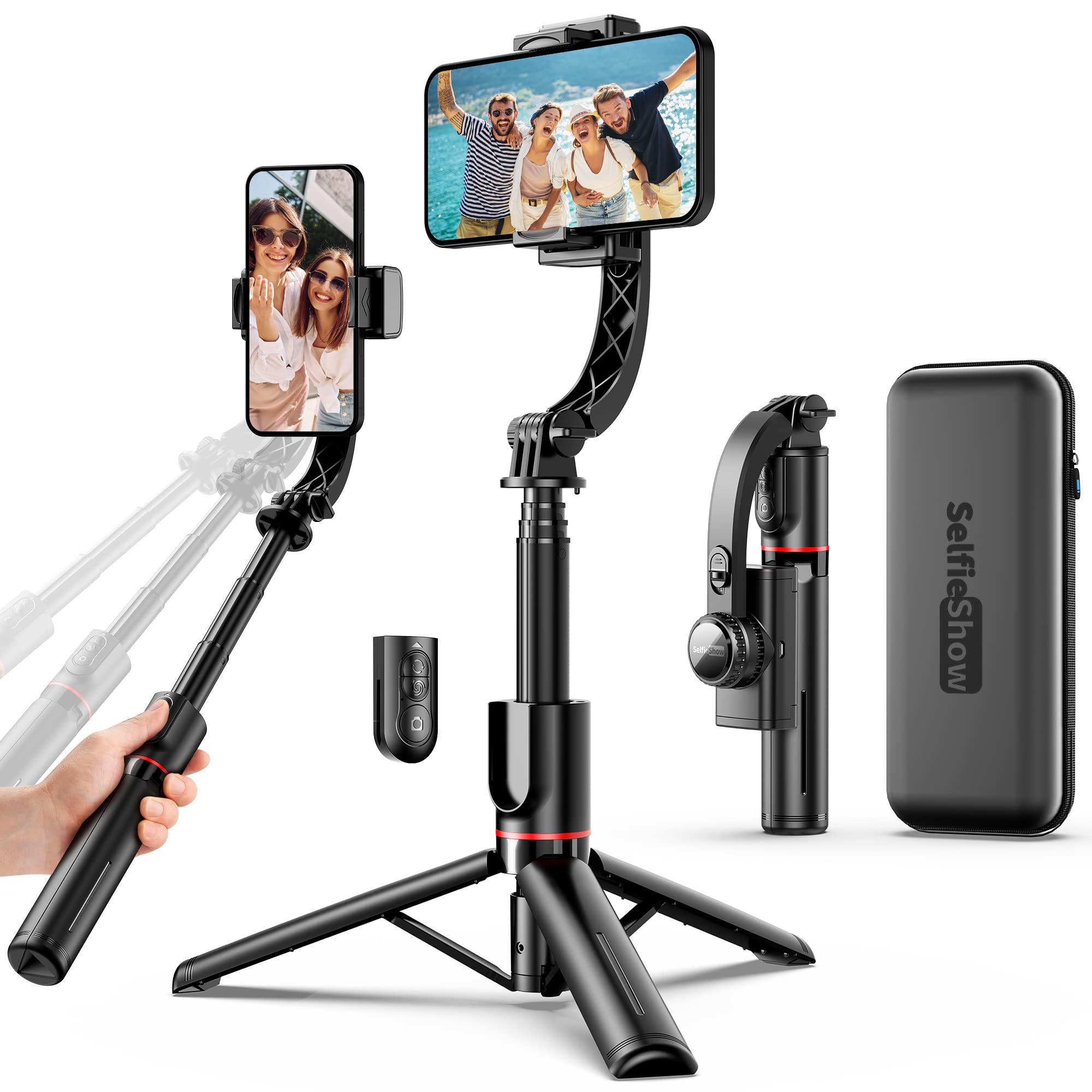 Photo 1 of Smartphone Gimbal Stabilizer with Remote, Aluminum Extendable Selfie Stick Tripod, 360° Automatic Rotation, Auto Balance for Live Video Recording, Vlogging, YouTube Compatible with iPhone and Android