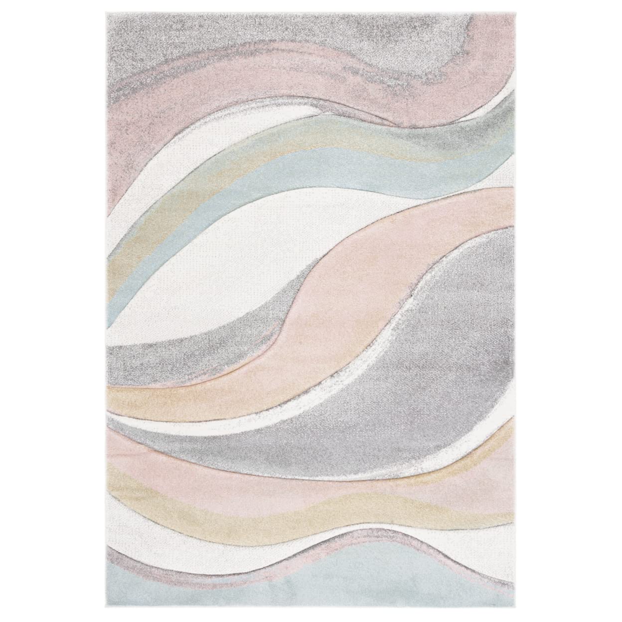 SAFAVIEH Hollywood Collection Area Rug – 8′ x 10′, Grey & Pink, Mid-Century Modern Design, Non-Shedding & Easy Care, Ideal for High Traffic Areas in Living Room, Bedroom (HLW766U)