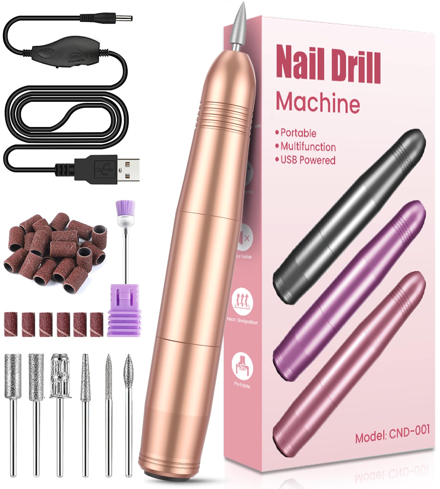 Electric Nail File, Professional Nail Drill for Gel Nails 20000RPM, Adjustable Speed Electric Nail Drill Machine E File for Acrylic Nail, Manicure Set for Women Girls Mum Nail Care Gifts