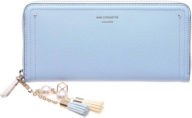 Amazon セット品 Chouette シュエット シンプル ラウンド ファスナー 長財布 財布 レディース サイフ さいふ サマンサ 長財布 チャーム ブルー レディースバッグ 財布