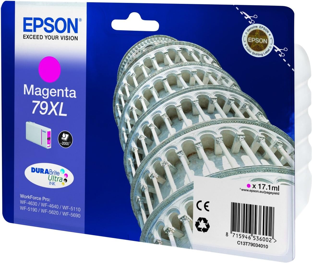 Epson 79XL Leaning Tower Of Pisa Magenta Genuine, XL High Yield Ink Cartridge DuraBrite Ultra - Image 3