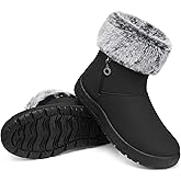 TEMOFON Women Winter Boots Waterproof: Fur Lined Ankle Booties, Wide Width Snow Boots, Warm Comfy, Walking Soft Winter Shoes Size 5-11
