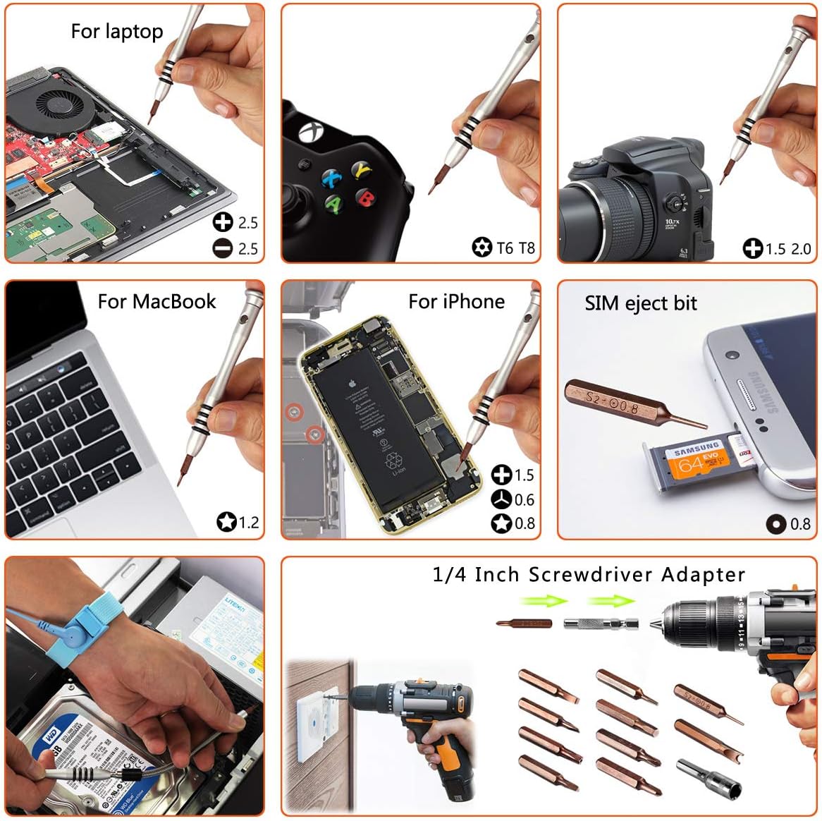 GANGZHIBAO 90pcs Electronics Repair Tool Kit Professional, Precision Screwdriver Set Magnetic for Fix Open Pry Cell Phone, Apple iPhone, Computer, PC, Laptop, Tablet, iPad, Macbook with Portable Bag: Electronics