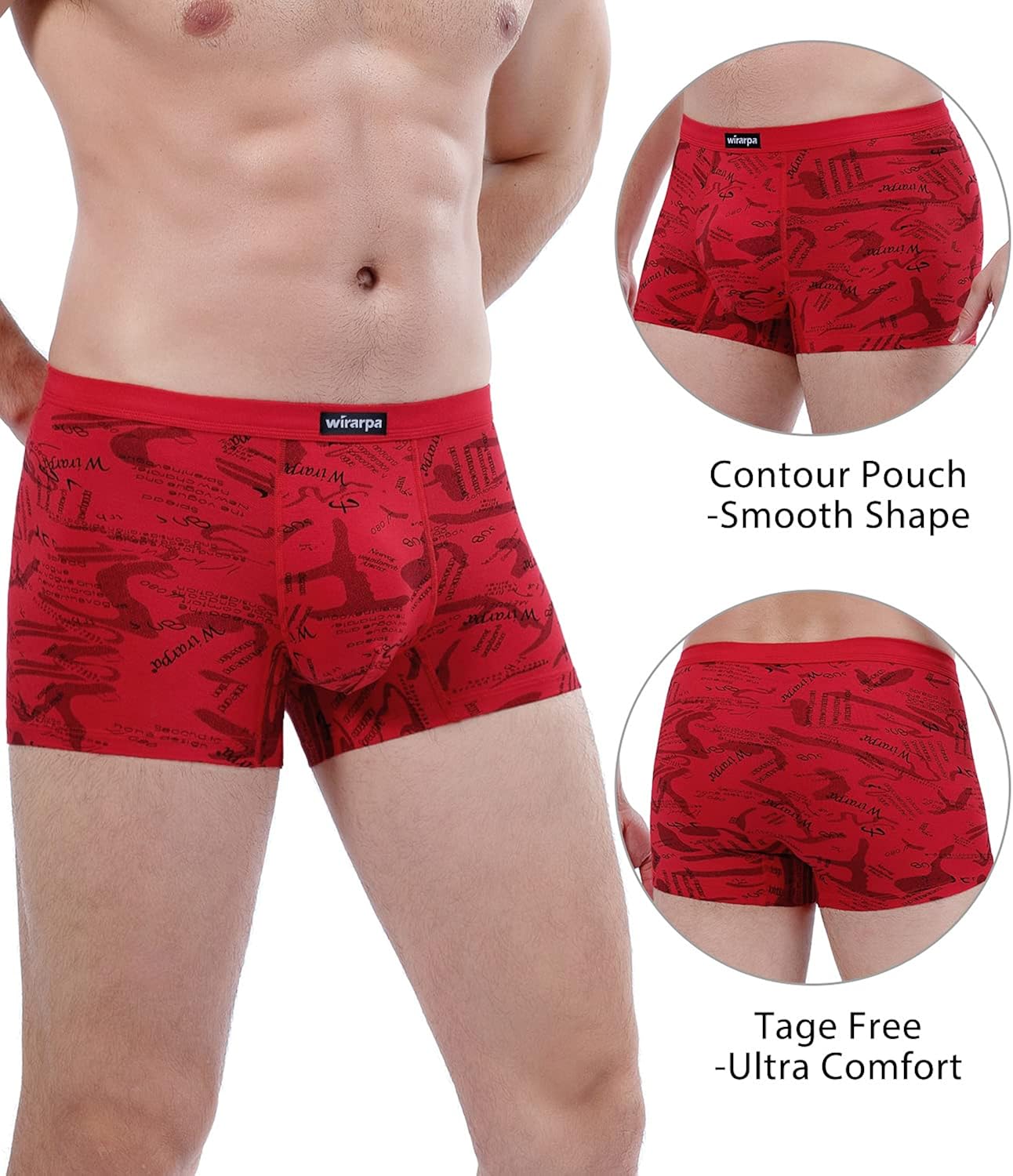 wirarpa Men's Breathable Modal Microfiber Trunks Underwear Covered Band Multipack: Clothing