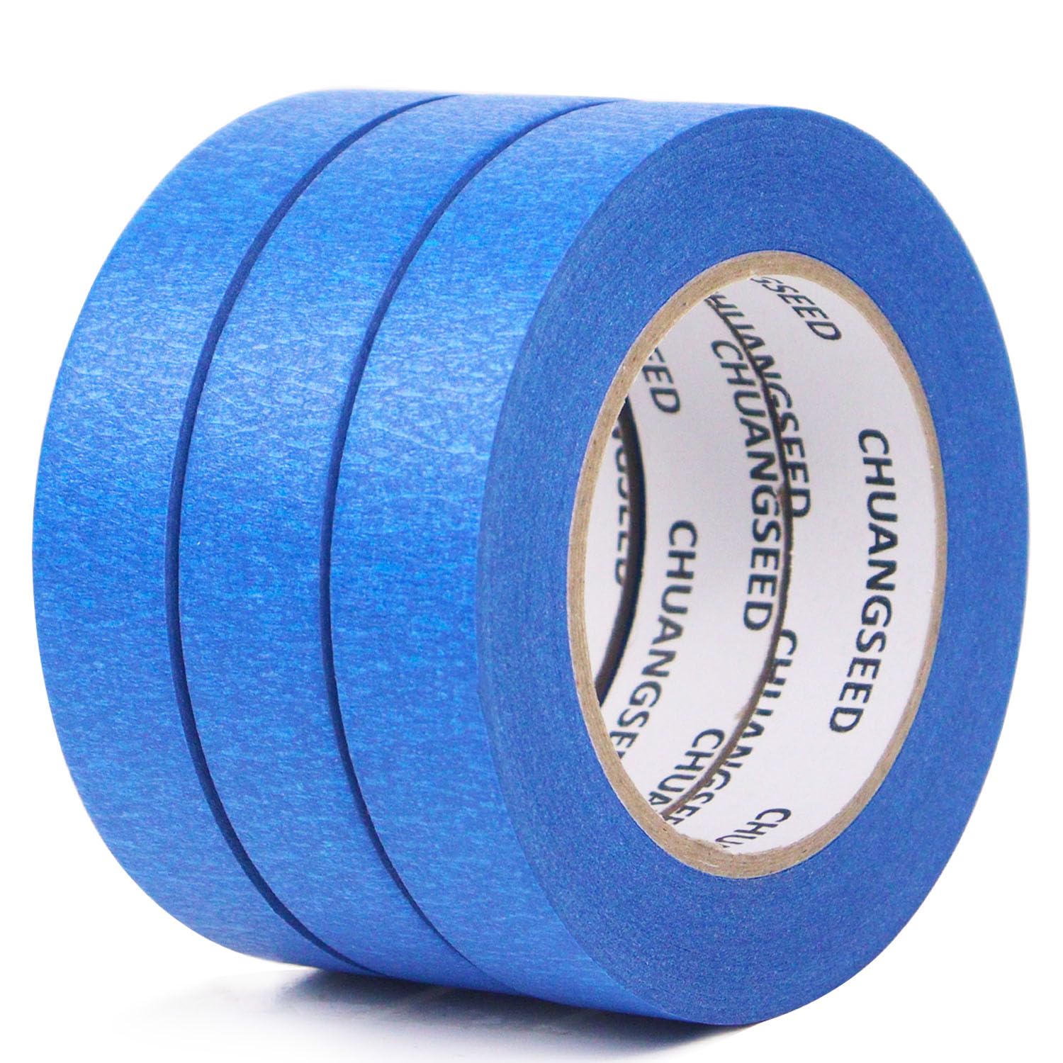 CHUANGSEED Blue Painters Tape 24mm x50m 3Pack Painter's Masking Tape Bulk - Multi-Surface Premium Painters Tape for Painting and Renovations Masking Tape (Blue, 24mm x50m-3Pack)