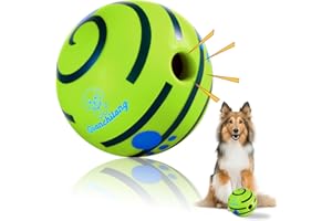 Qianchilang Wobble Giggle Ball for Dogs, Durable Interactive Dog Wobble Ball, Dog Balls with Fun Giggle Sounds When Rolled or Shaken, The Waggle Ball for Dogs Training Teeth Cleaning 5.51inch
