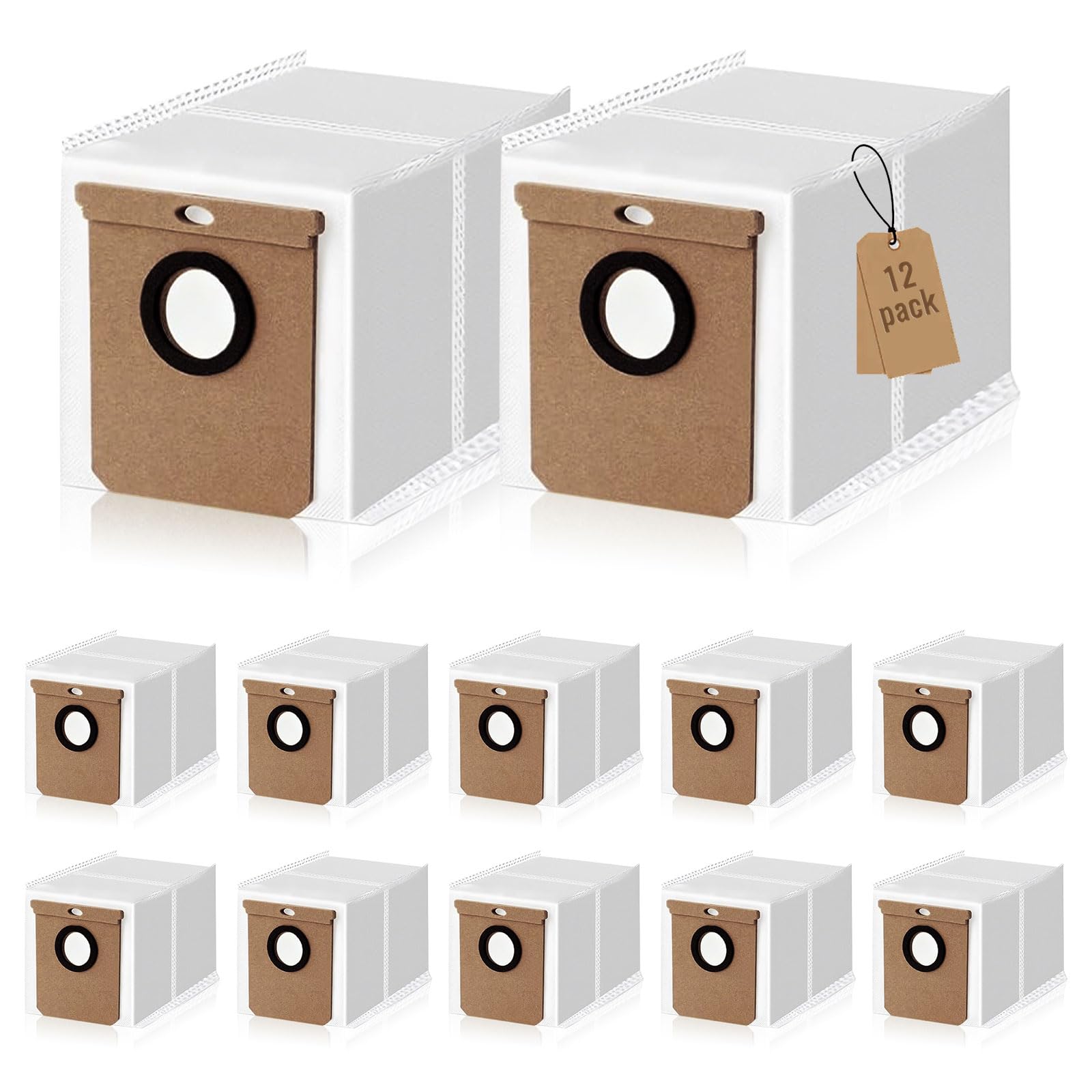 Photo 1 of 12 Pack Replacement Dust Bags for Eufy L60 SES L50 SES,2.5L Large Vacuum Cleaner Self-Emptying Station Eufy L60 Replacement Bags for Haer H9 Plus,Conga Home 1000,8090 Ultra,9090AI Vacuum Cleaner